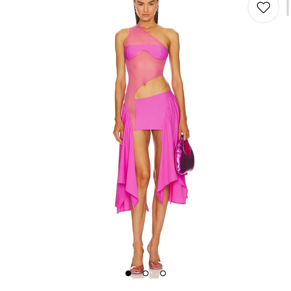 Sketch-y Elegant Pink Asymmetrical Dress